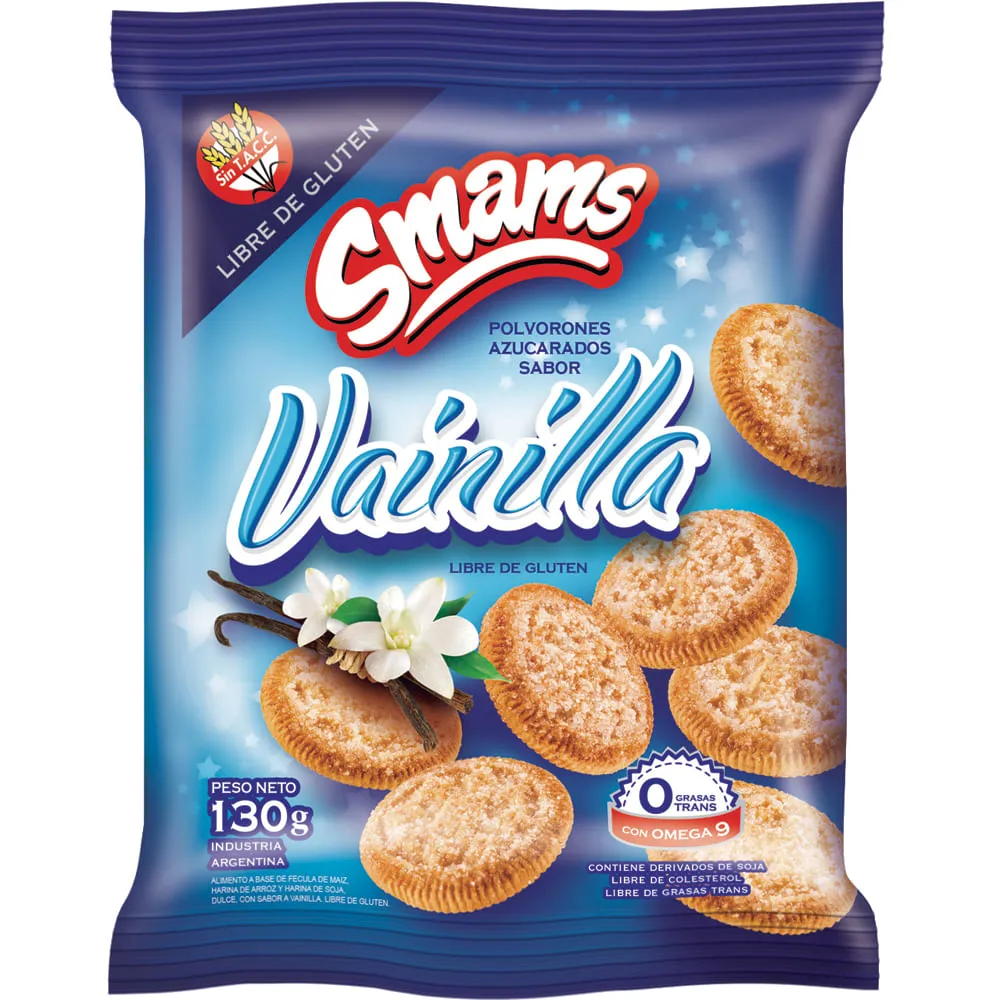 Polvorones Sin Tacc de Vainilla Azucarados Smams x 130gr