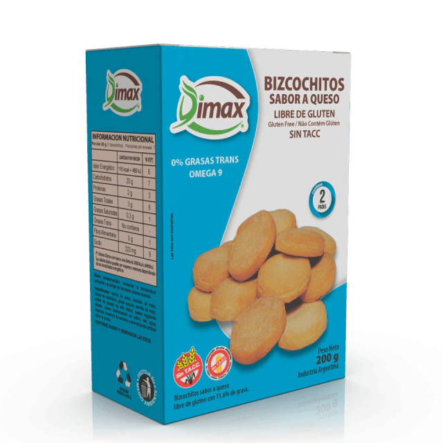 Bizcochitos Sabor A Queso Sin TACC Dimax x 200gr