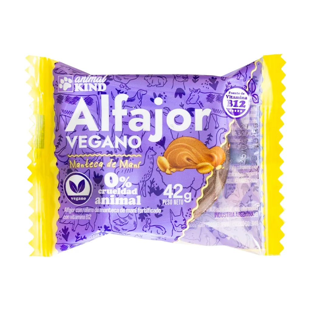 Alfajor Vegano Manteca de Mani Bañado (Animal Kind)