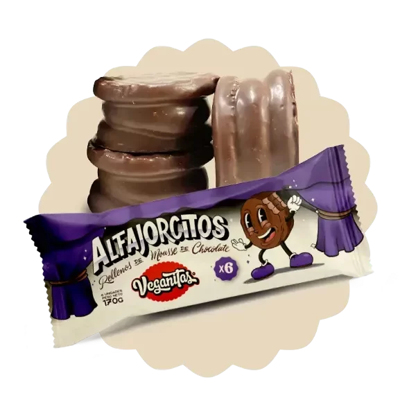 Alfajorcitos Rellenos de Mousse de Chocolate Veganitas x 170gr