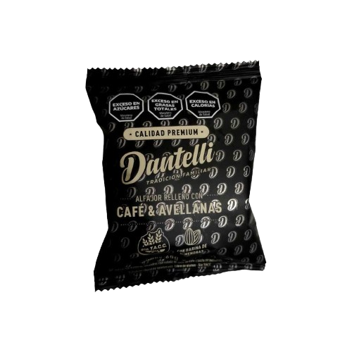 Alfajor Relleno con Café y Avellanas PREMIUM x 65 gr Dantelli