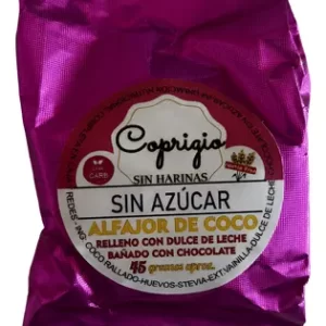 Alfajor de Coco Relleno de Dulce de Leche SIN AZUCAR Coprigio