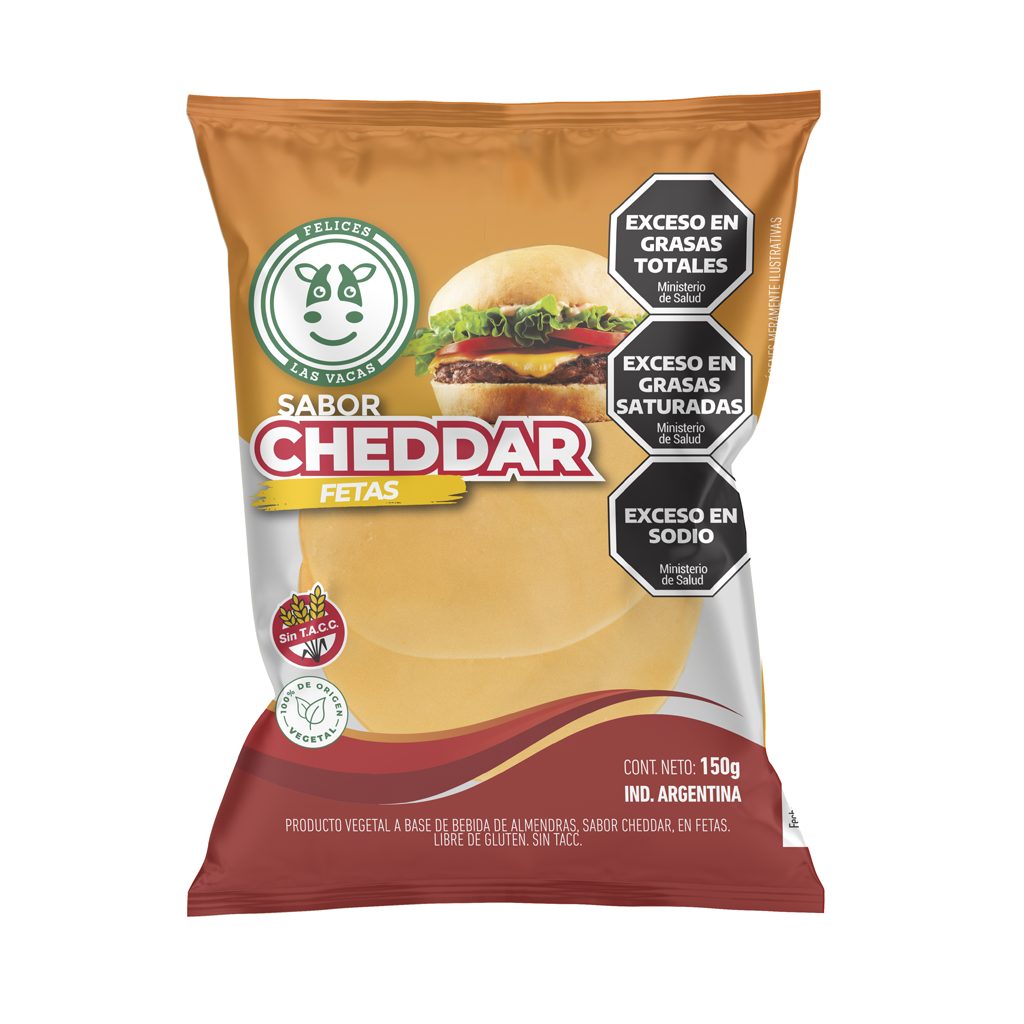 Queso Vegano Sin Tacc sabor Cheddar en Fetas Felices las Vacas 200gr