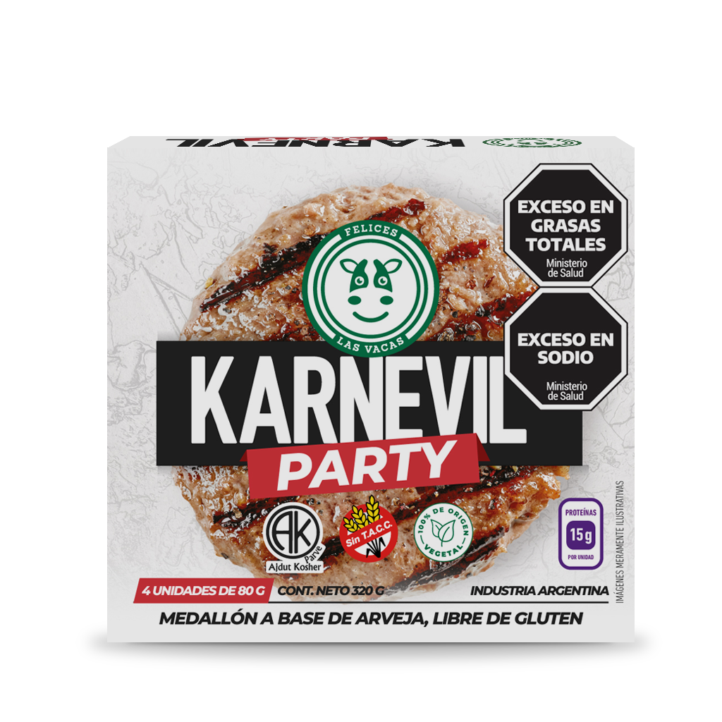 Hamburguesa Vegana Sin Tacc Karne Vil Party Felices las Vacas x 320gr - 4 Medallones
