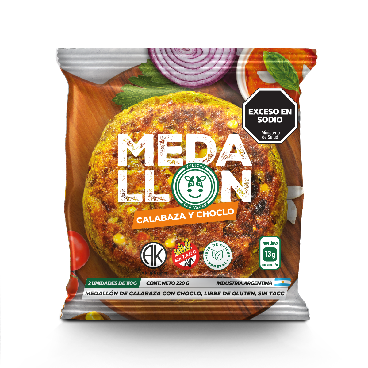 Medallón de Calabaza y Choclo Vegano Sin Tacc Felices Las Vacas x 220gr