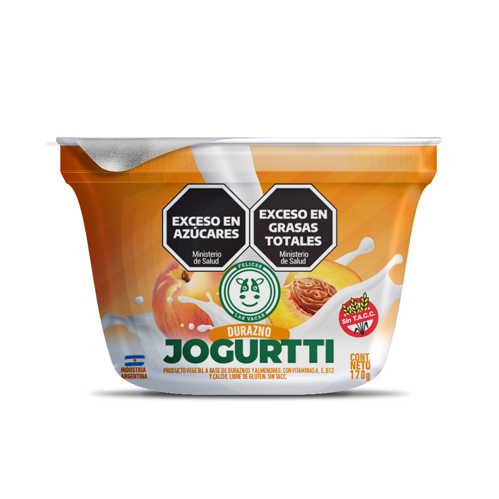 Yogur Vegano Sin Tacc sabor Durazno Felices las Vacas x 170gr