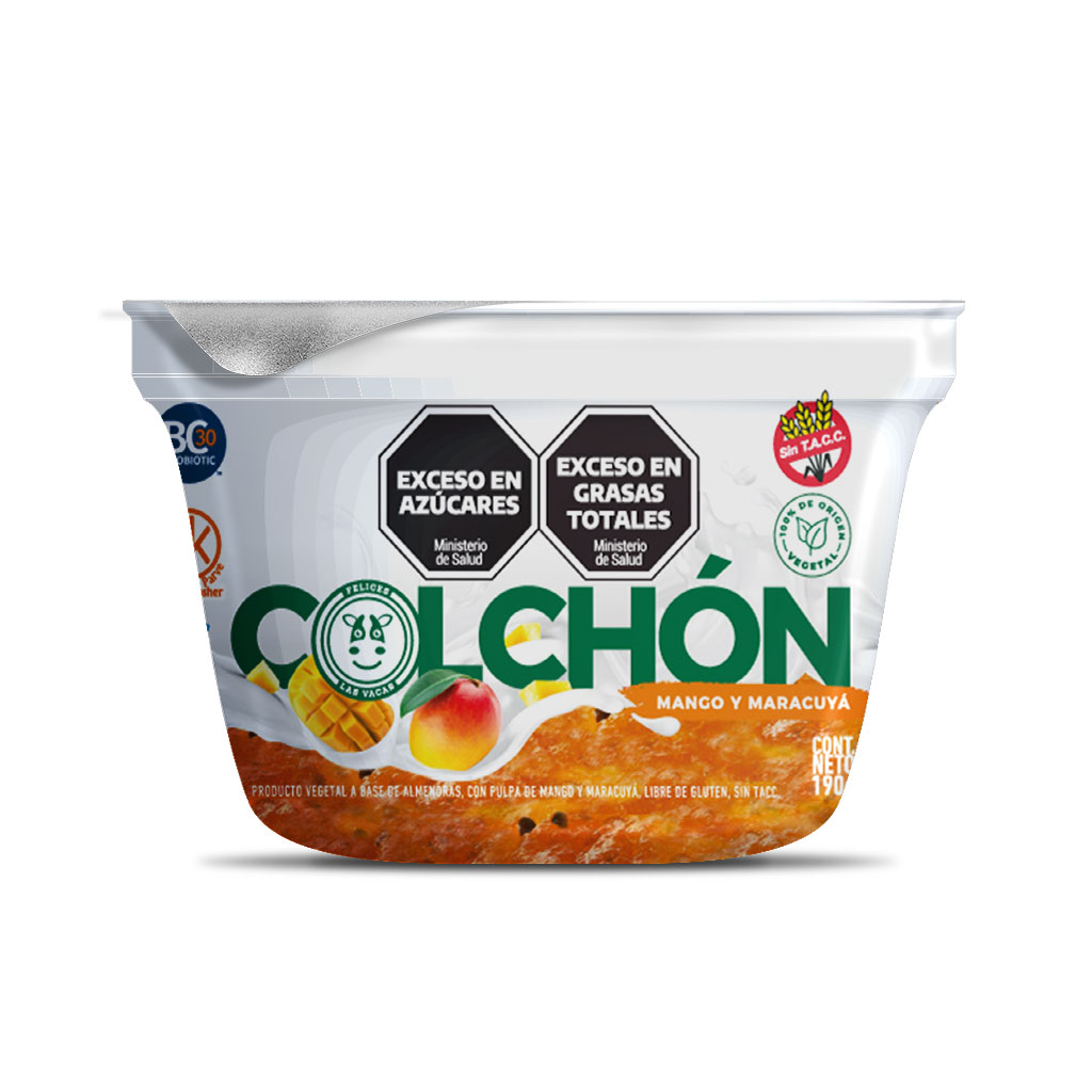 Yogur Vegano Sin Tacc con Colchón de Frutas Mango y Maracuyá Felices las Vacas x 190gr