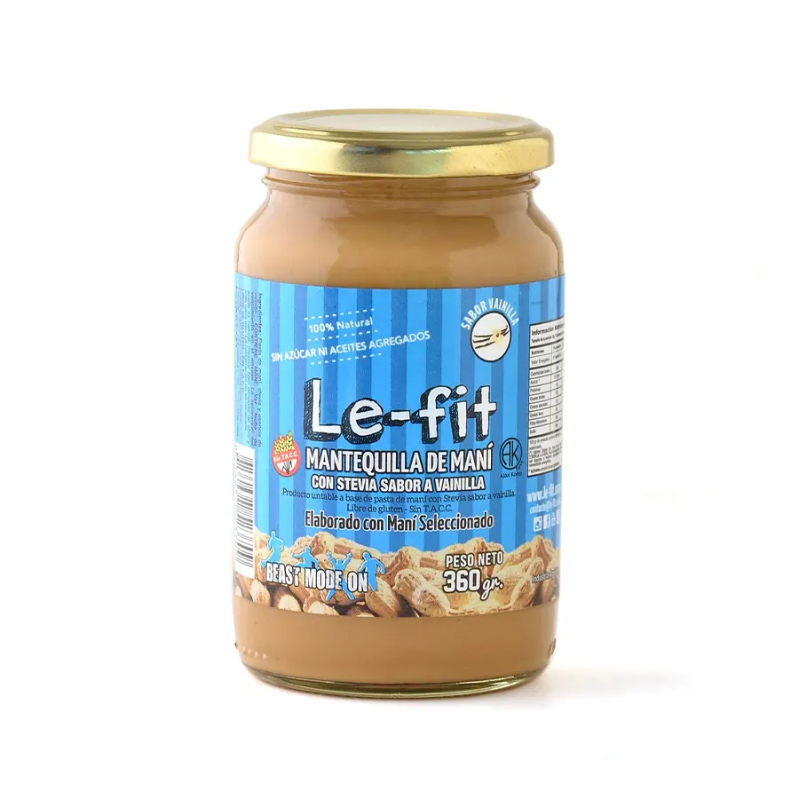 Mantequilla de Maní Sabor Vainilla x 380 Gr (Le-Fit)