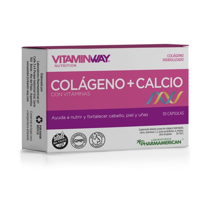 Colágeno + Calcio x 30 cápsulas PHARMAMERICAN VITAMIN WAY