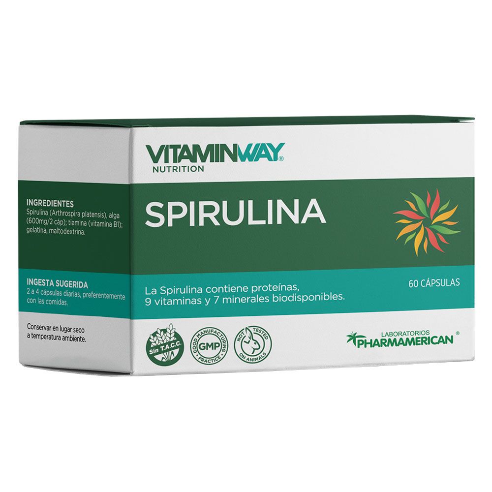 Spirulina x 60 cápsulas PHARMAMERICAN VITAMIN WAY