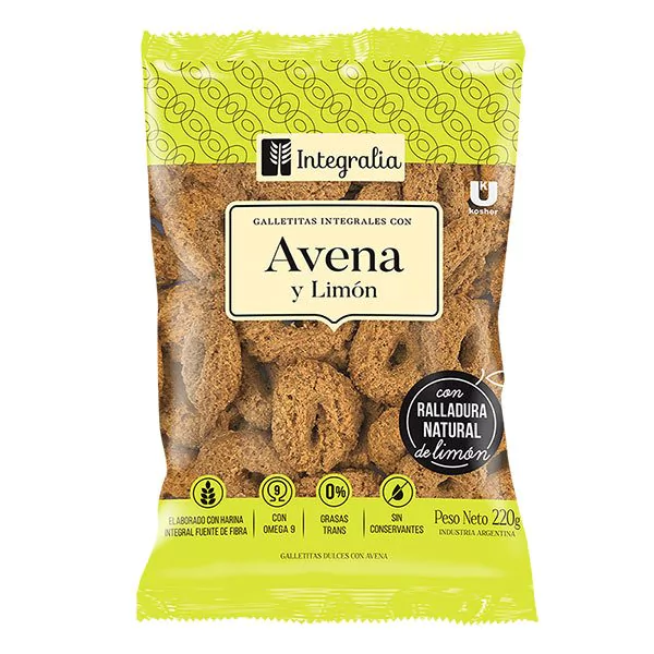Galletitas sabor Avena y Limón x 220 Gr (Integralia)