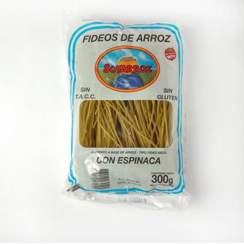 Fideos De Arroz Con Espinaca Sin TACC Soyarroz x 300gr