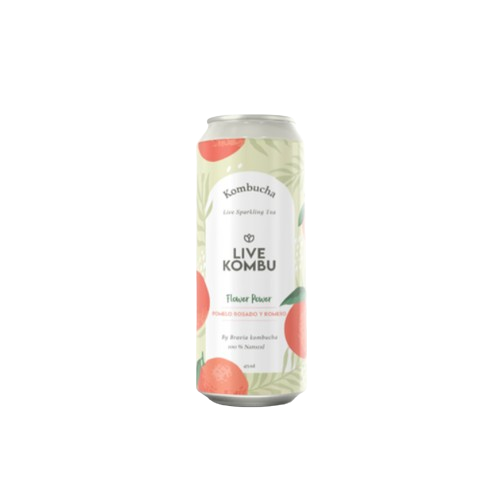 Kombucha Sabor Pomelo Rosado y Jengibre Live Kombu x 473 ml