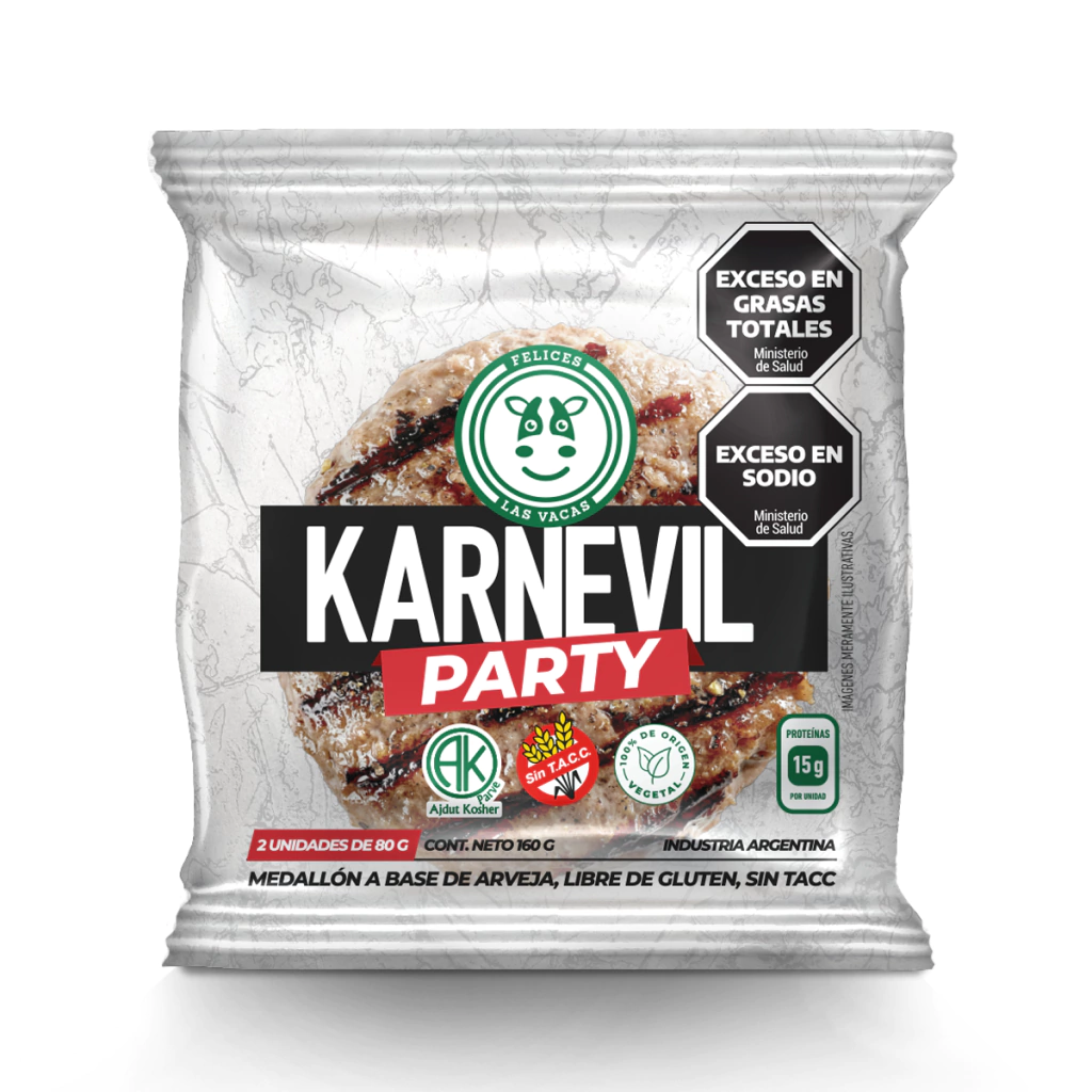 Hamburguesa Vegana Sin Tacc Karne Vil Party Felices las Vacas x 80gr (2 medallones)