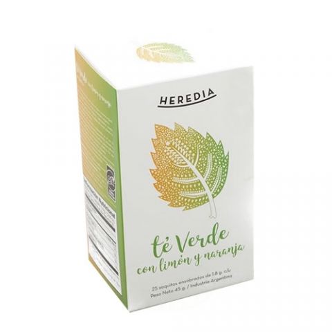 Té Verde con Limón y Naranja Heredia x 25 Saquitos
