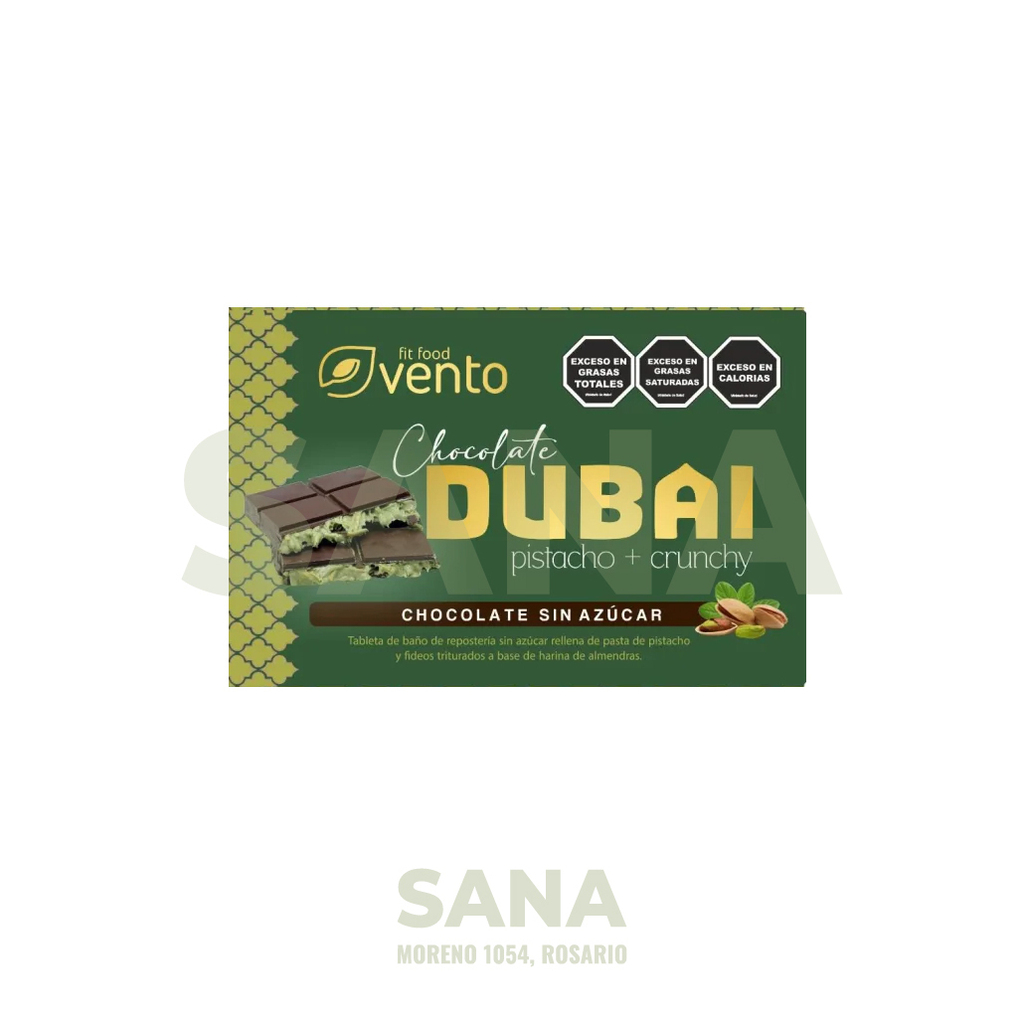 Chocolate DUBAI Pistacho + Crunchy SIN AZUCAR (Vento fit)