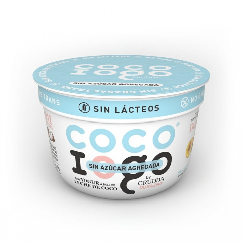 Yogur Leche de Coco Iogo Durazno Sin Azúcar x 160 Gr (Crudda)